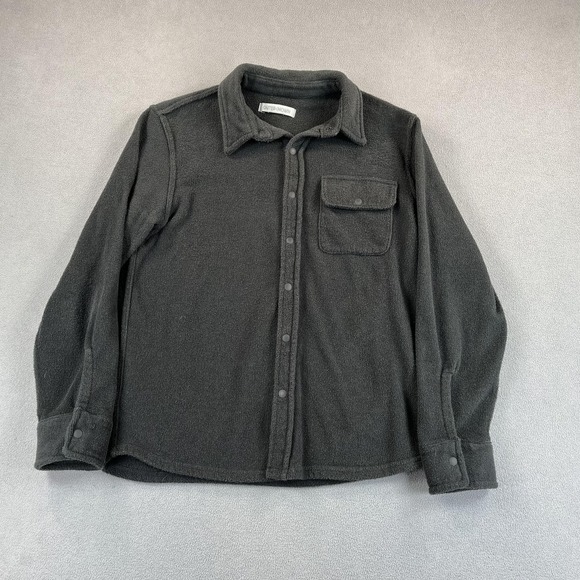 Outerknown Shirt Jacket Mens Small Gray Snap Front Terry Fleece Shacket Pocket - Picture 2 of 11